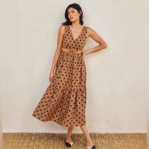 Dress Forum Polka Dot O Ring Cutout Midi Dress